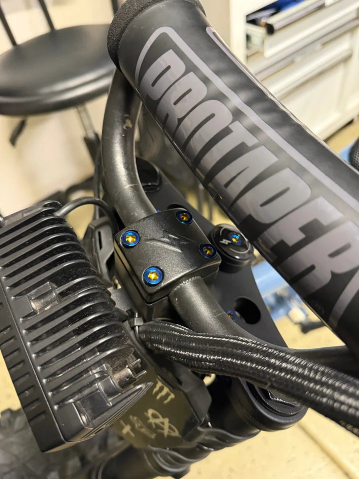Super 73 Bar Clamp Titanium Bolts-close up