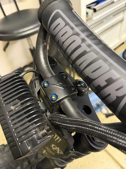 Super 73 Bar Clamp Titanium Bolts-close up